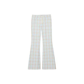 INES DE LA FRESSANGE Charlotte Blue And Orange Plaid Pants Casual Pants Women's Light Blue