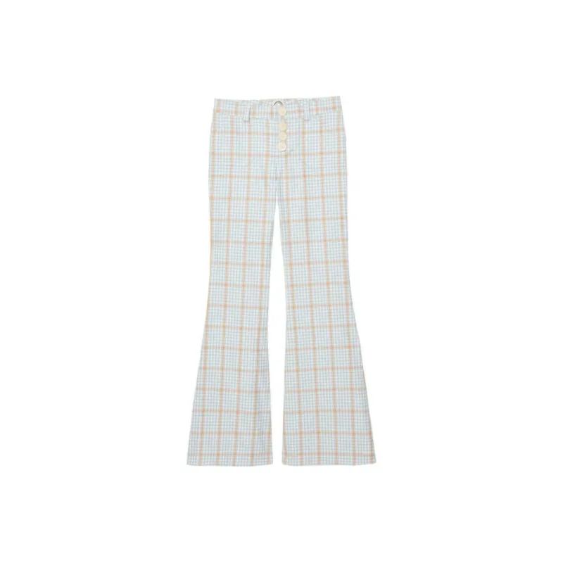 INES DE LA FRESSANGE Charlotte Blue And Orange Plaid Pants Casual Pants Women's Light Blue-0