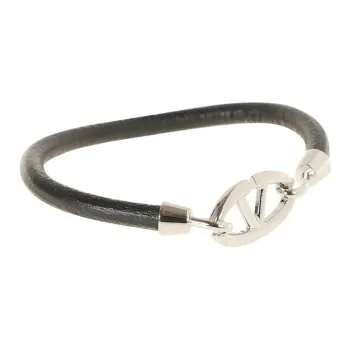 Valentino Leather, Brass Bracelets Men's Black