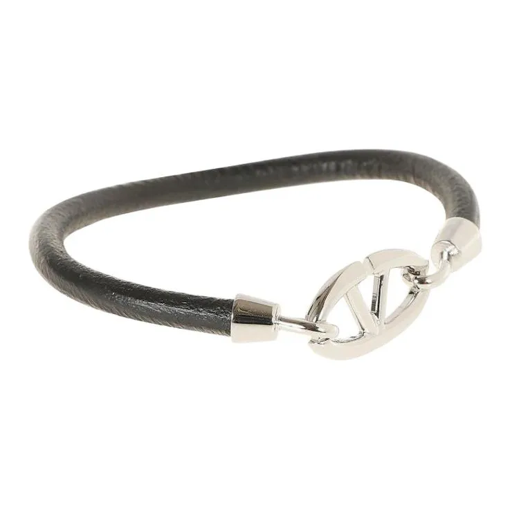 Valentino Leather, Brass Bracelets Men's Black-0