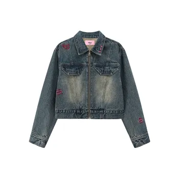 CHUU Cropped Coats Women's Medium Denim Blue