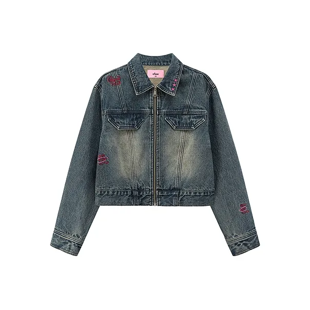 CHUU Cropped Coats Women's Medium Denim Blue-0
