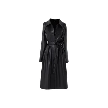 SOON FLOWER Fall Leather Jacket Women's Black