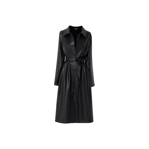 SOON FLOWER Fall Leather Jacket Women's Black