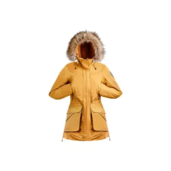 DECATHLON SH900 Hiking Waterproof, Windproof, Breathable, And Thermal Windbreaker Jacket Women's Brown Yellow