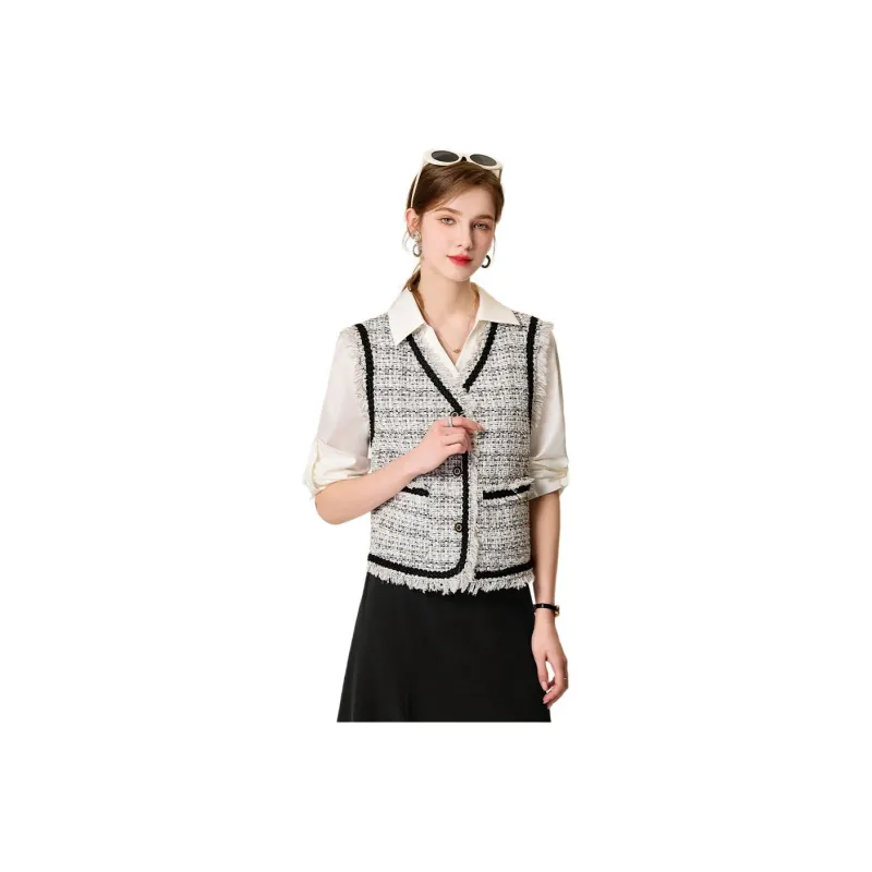 FENHONGMALI Vests Women's White-0