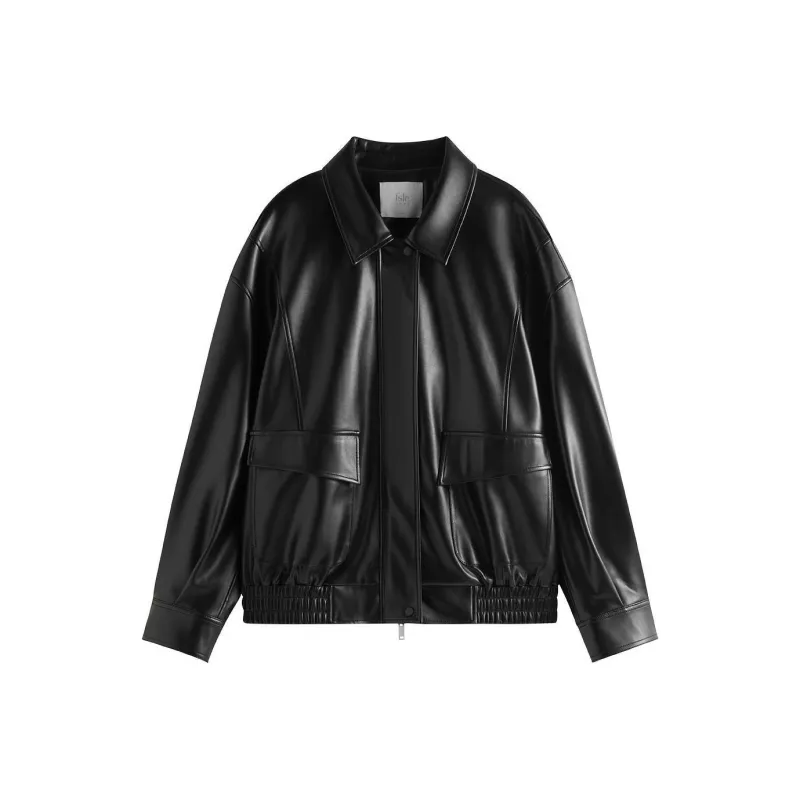FANSILANEN Biker Leather Jacket Women's Black-0