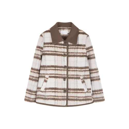 IHIMI Puffer Jacket Women's Beige Check