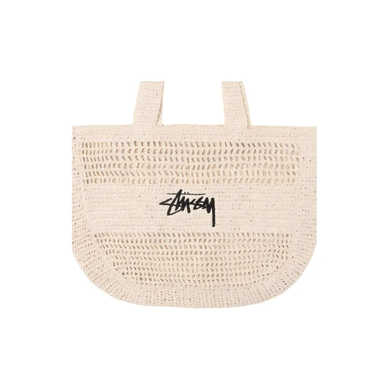 Stussy Polypropylene Tote Bag, Shopping Bag, Shoulder Bag, Handbag Unisex Ivory White-2