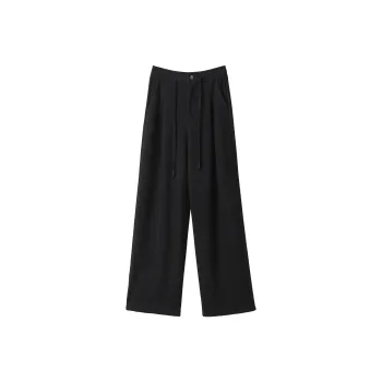 Fstudio Fall And Winter Korean Petite High Rise Woolen Casual Pants Women's Dark Gray