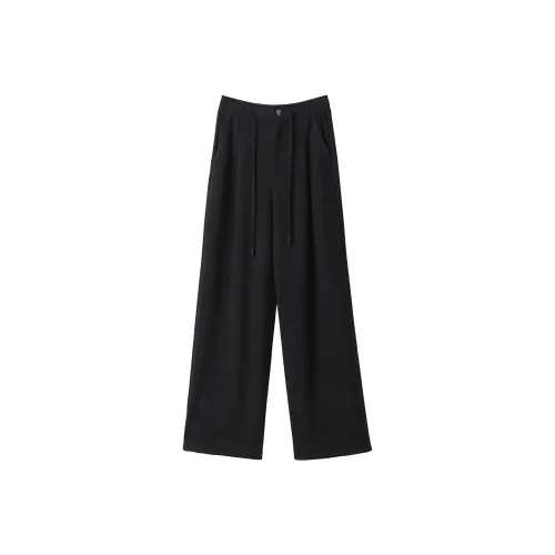 Fstudio Fall And Winter Korean Petite High Rise Woolen Casual Pants Women's Dark Gray