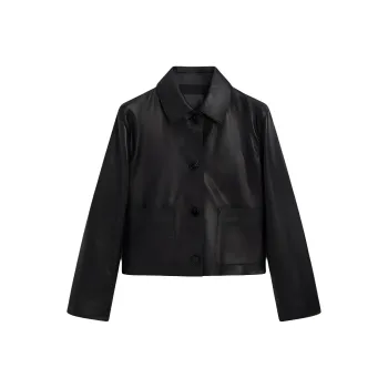 Massimo Dutti Leather Jacket Women's Black