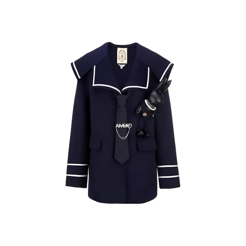AIVEI Coats Women's Navy Blue-0