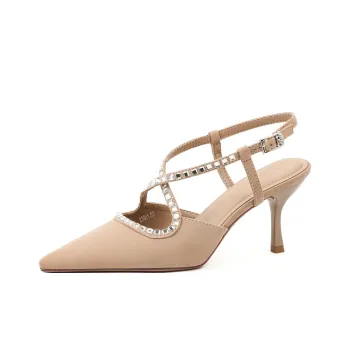Lan Miao Slim Heel High Heels Women's Khaki