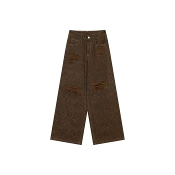 ELF SACK Casual Pants Women's Leopard Print Coffee