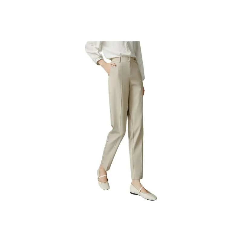 Late White Casual Pants Women's Dark Coffee-4