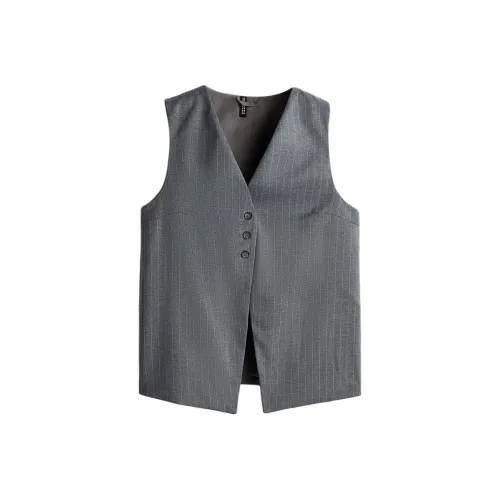 H&M Vest Women's Mixed Dark Gray/Pinstripe