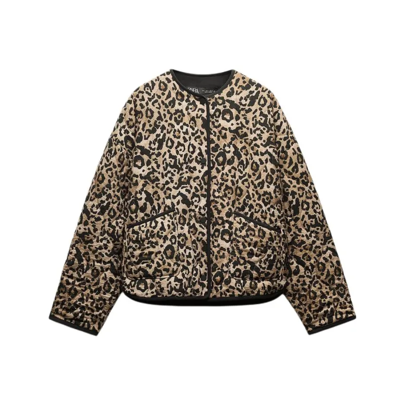 ZARA Puffer Jacket Women's Leopard Print-0