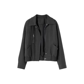 SOON FLOWER Leather Jacket Women's Dark Gray