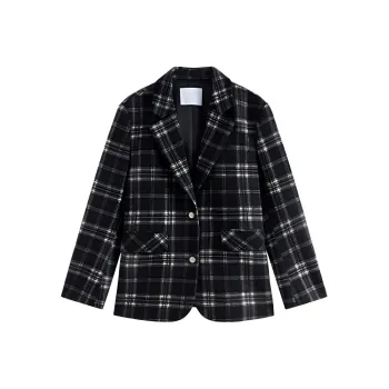 FANSILANEN Plaid Business Suit Women's Black Gray Plaid