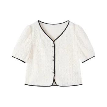 XIANGYING Cropped Coat Women's Beige