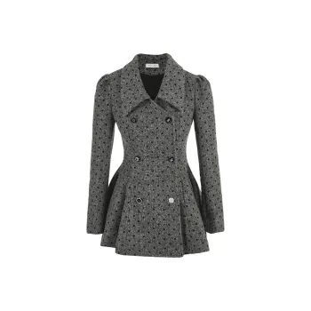 ACAINES Coats Women's Dark Gray Polka Dot