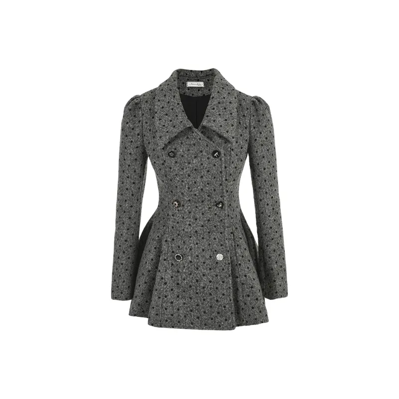ACAINES Coats Women's Dark Gray Polka Dot-0