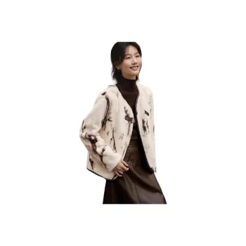 XWI Fur Women's Ecru Base Black Multicolor