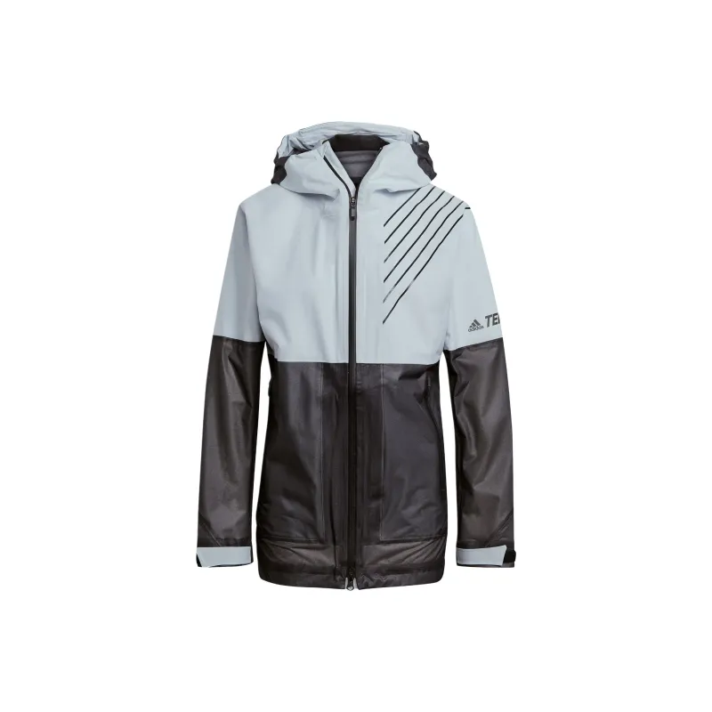 Adidas Water-Resistant Windproof Breathable Rainproof Windbreaker Jacket Women's Light Blue/Black-0