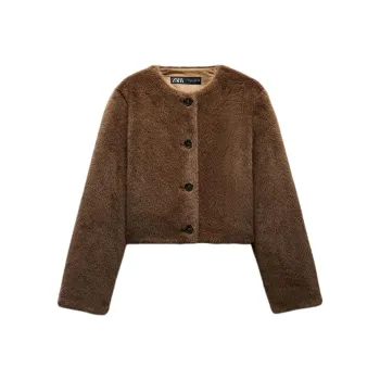 ZARA Velvet feel Coat Women's Brown