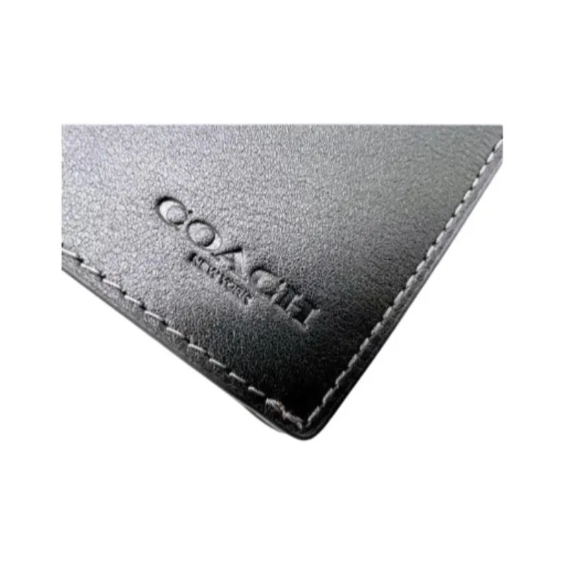 COACH Leather Card Holder Unisex Black-5
