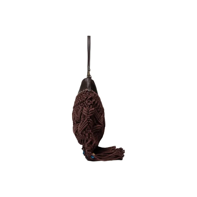Patrizia Pepe Fabric Shoulder Bag Women's Brown-2
