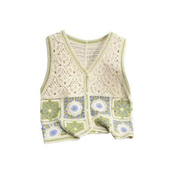 TOUCH Vest Women's Apricot Base With Green Edge