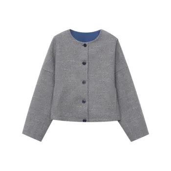 CHARM PICK Cropped Coat Women's Light Gray