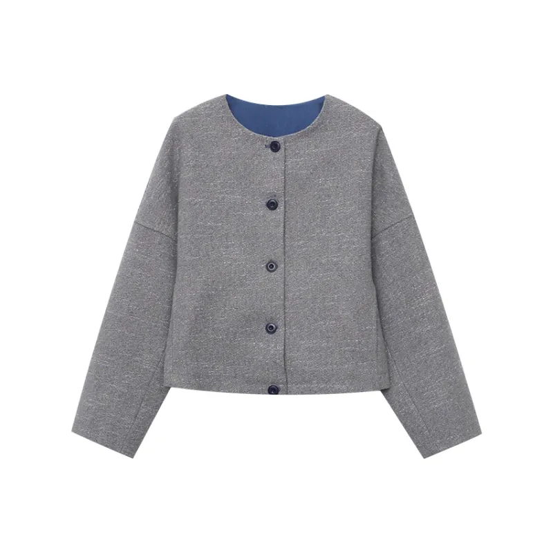 CHARM PICK Cropped Coat Women's Light Gray-0