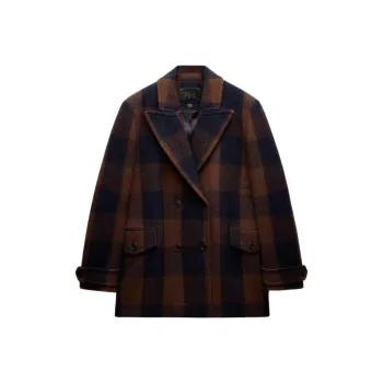 ZARA ZW Series Coats Women's Brown/Blue