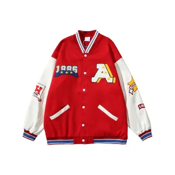 BEAR UNION Baseball Jacket Unisex Red