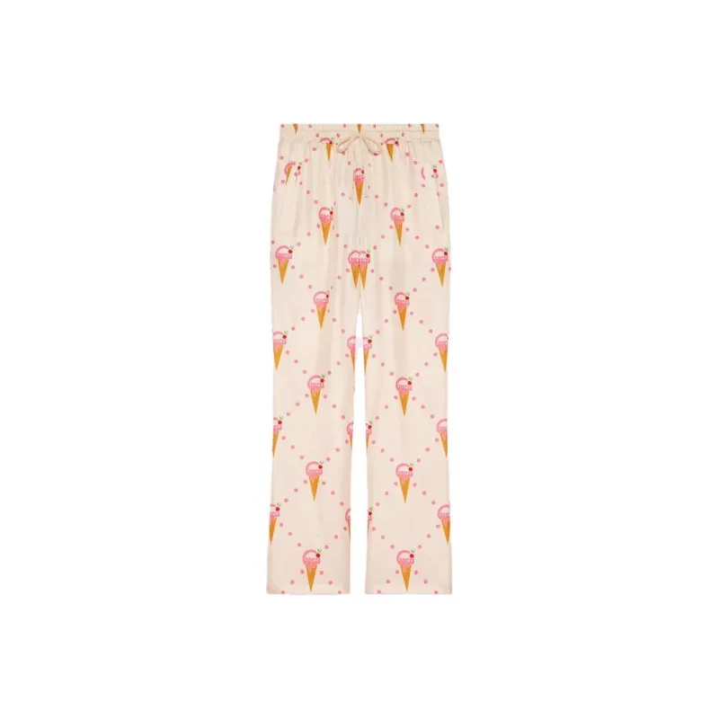 GUCCI Ice cream Print Satin Trousers-0
