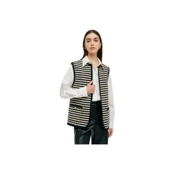 GOELIA Vest Women's Black White Stripes