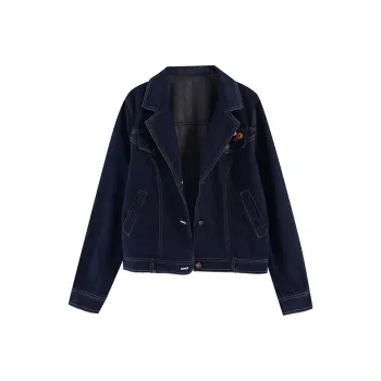 ZVJH Denim Jacket Women's Dark Blue