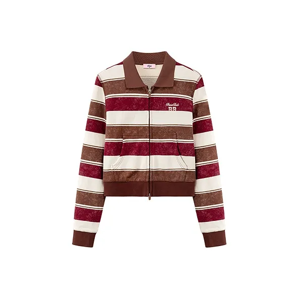 CHUU Cropped Coats Women's Red Stripes-0