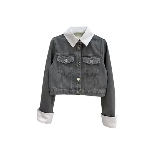 CHANEL Denim Jacket Women's Gray White