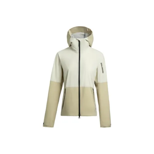 SALOMON OUTERPATH Hiking Waterproof And Breathable Windbreaker Jacket Women's Black Pepper White