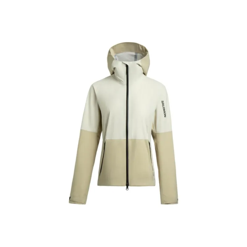 SALOMON OUTERPATH Hiking Waterproof And Breathable Windbreaker Jacket Women's Black Pepper White-0