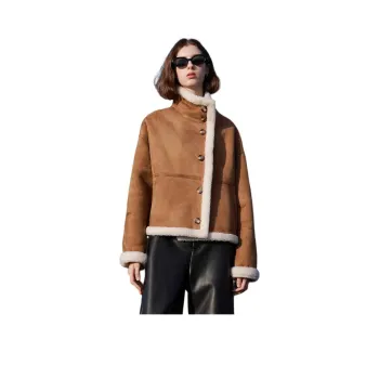 3COLOUR Velvet feel Coat Women's Khaki