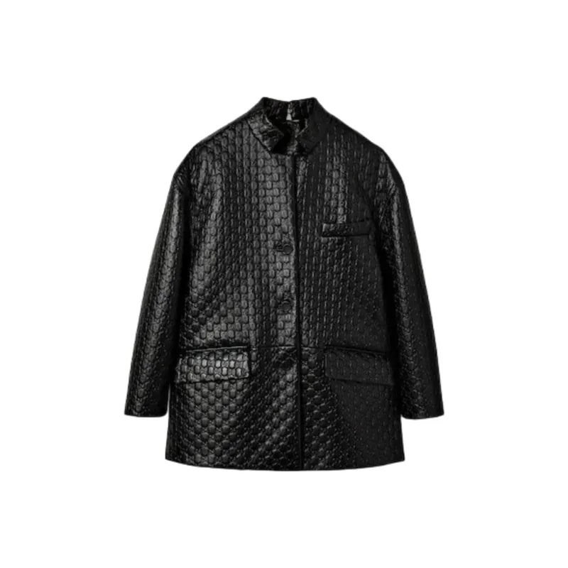 GUCCI Gg Embossed Leather Jacket-0