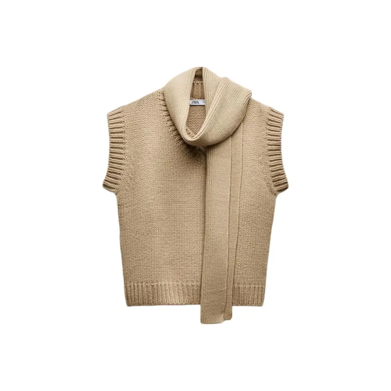 ZARA Vests Women's Beige-0