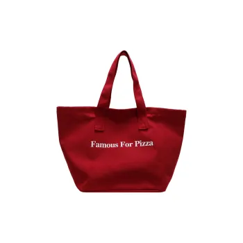 RIVMIND Canvas Tote Handbag, Shoulder Bag Women's Ecru/Red