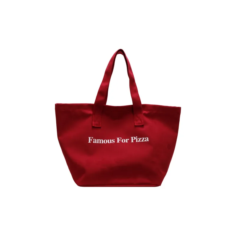 RIVMIND Canvas Tote Handbag, Shoulder Bag Women's Ecru/Red-0