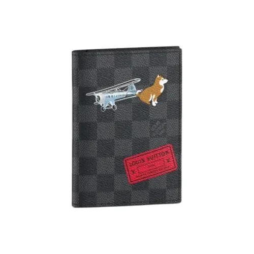 LOUIS VUITTON Coated Canvas Passport Holder Unisex Black